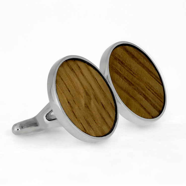Whiskey Barrel Oak Wood Round Cuff Links, In Stock-SIG3044 - Jewelry by Johan