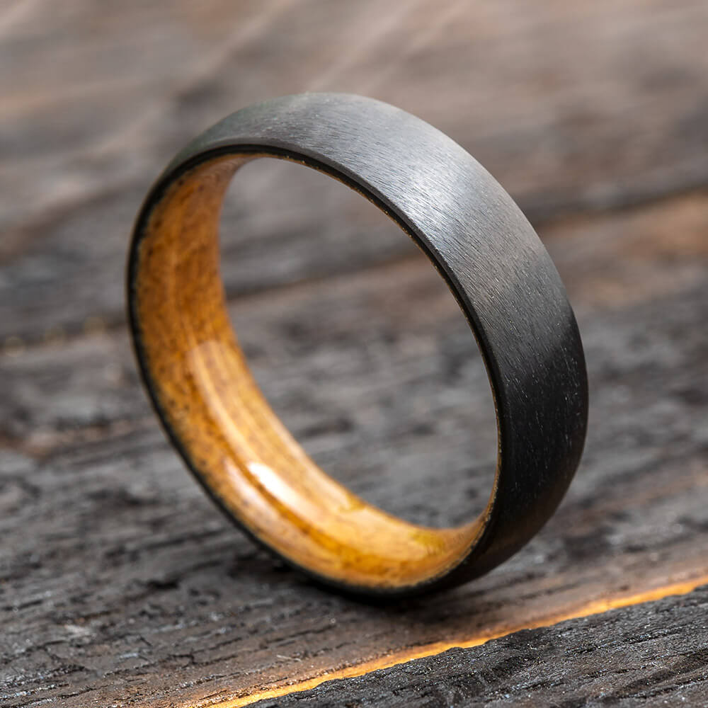 Black Zirconium Ring with 14k Yellow Gold Inlay Custom Made Men's Wedding  Band – Stonebrook Jewelry
