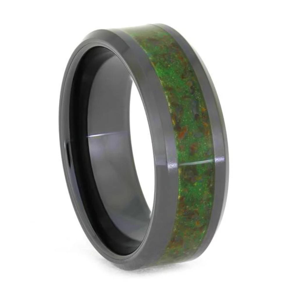 Glow in the Dark Men's Wedding Band With Dinosaur Bone-4038 - Jewelry by Johan