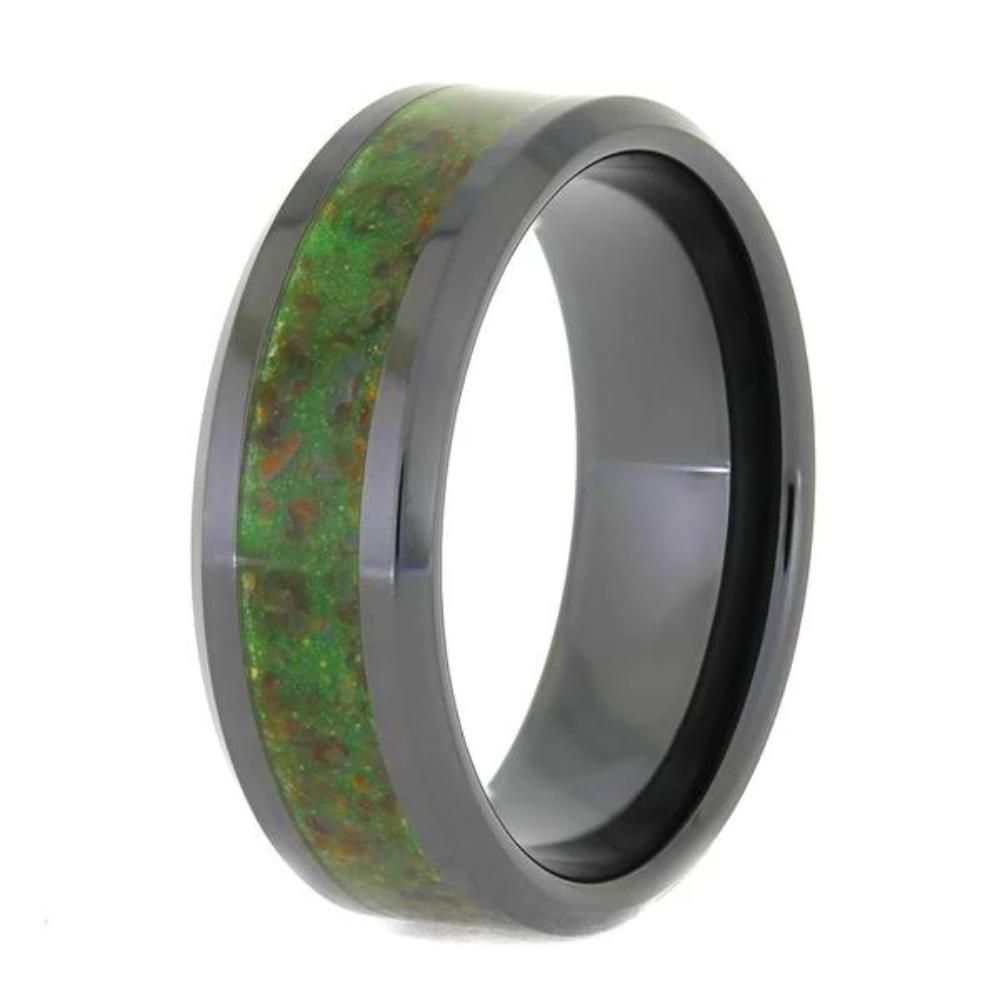 Glow in the Dark Men's Wedding Band With Dinosaur Bone-4038 - Jewelry by Johan