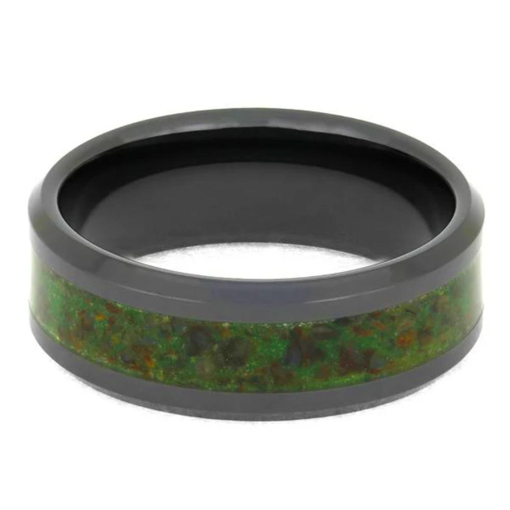 Glow in the Dark Men's Wedding Band With Dinosaur Bone-4038 - Jewelry by Johan