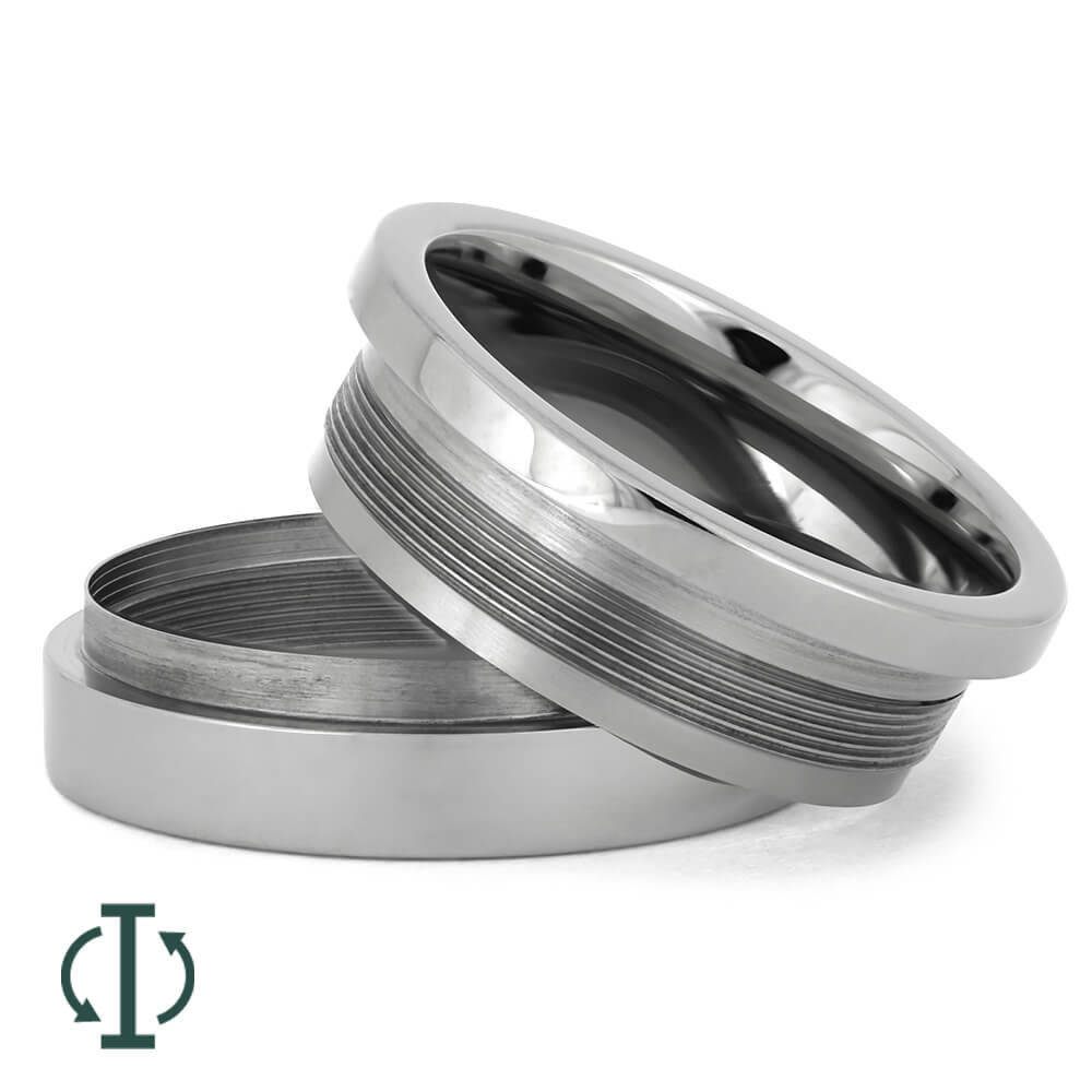 Interchangeable Core A, 8MM Titanium Ring With Off-Set Design-INTCORE-A - Jewelry by Johan