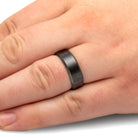 Mens Wedding Band with Satin Finish, Black Ceramic Ring-JIRMCA004517 - Jewelry by Johan