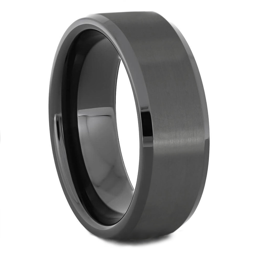 Black Ceramic Ring Men's Wedding Band with Satin Finish - Jewelry by Johan