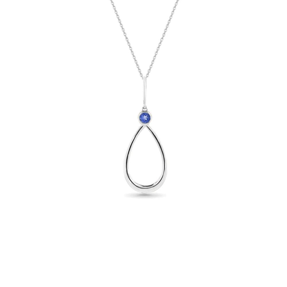 Teardrop Pendant Necklace With Iolite Stone