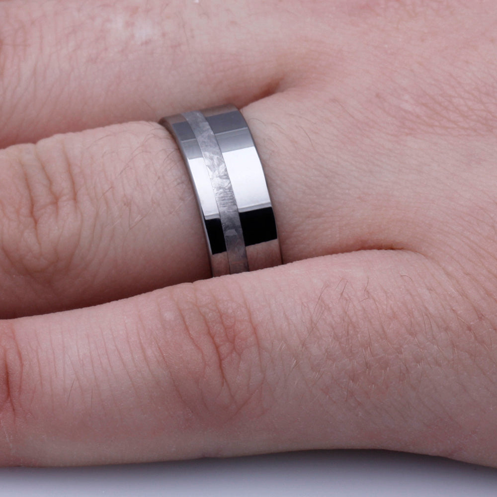 Tungsten Meteorite Wedding Band For Men-3204 - Jewelry by Johan