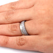 Meteorite Men's Wedding Band with White Gold Pinstripe, Titanium Ring-1196 - Jewelry by Johan