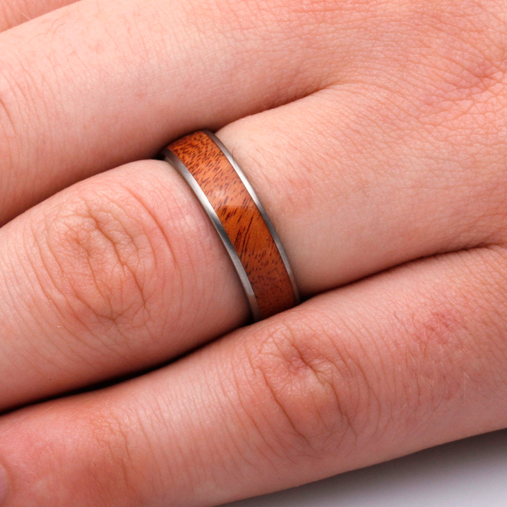 Round Bloodwood Ring, Titanium Wedding Band For Men-2376 - Jewelry by Johan