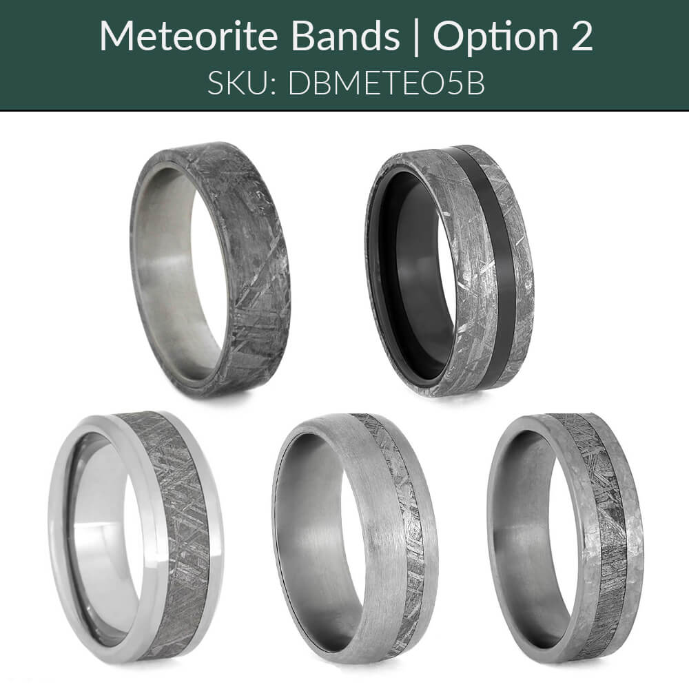 Meteorite Wedding Bands, Set of 5, Option 2-DBMETEO5B - Jewelry by Johan