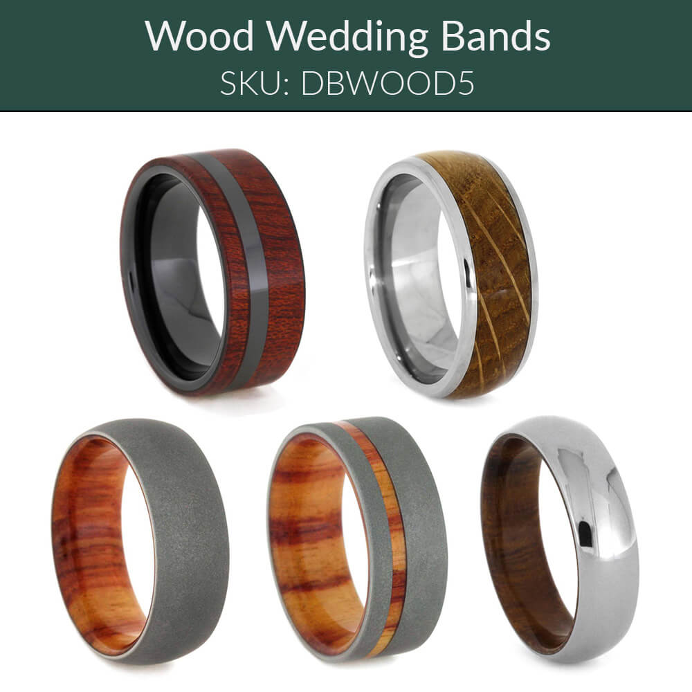 Wood Wedding Bands, Set of 5-DBWOOD5 - Jewelry by Johan