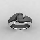 Custom Black Diamond Shadow Band in Sterling Silver-4327 - Jewelry by Johan