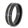 Black Ceramic Ring With Green Box Elder Burl And Meteorite-2150 - Jewelry by Johan