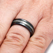 Black Ceramic Ring With Green Box Elder Burl And Meteorite-2150 - Jewelry by Johan