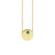 Gold circle necklace with emerald pendant
