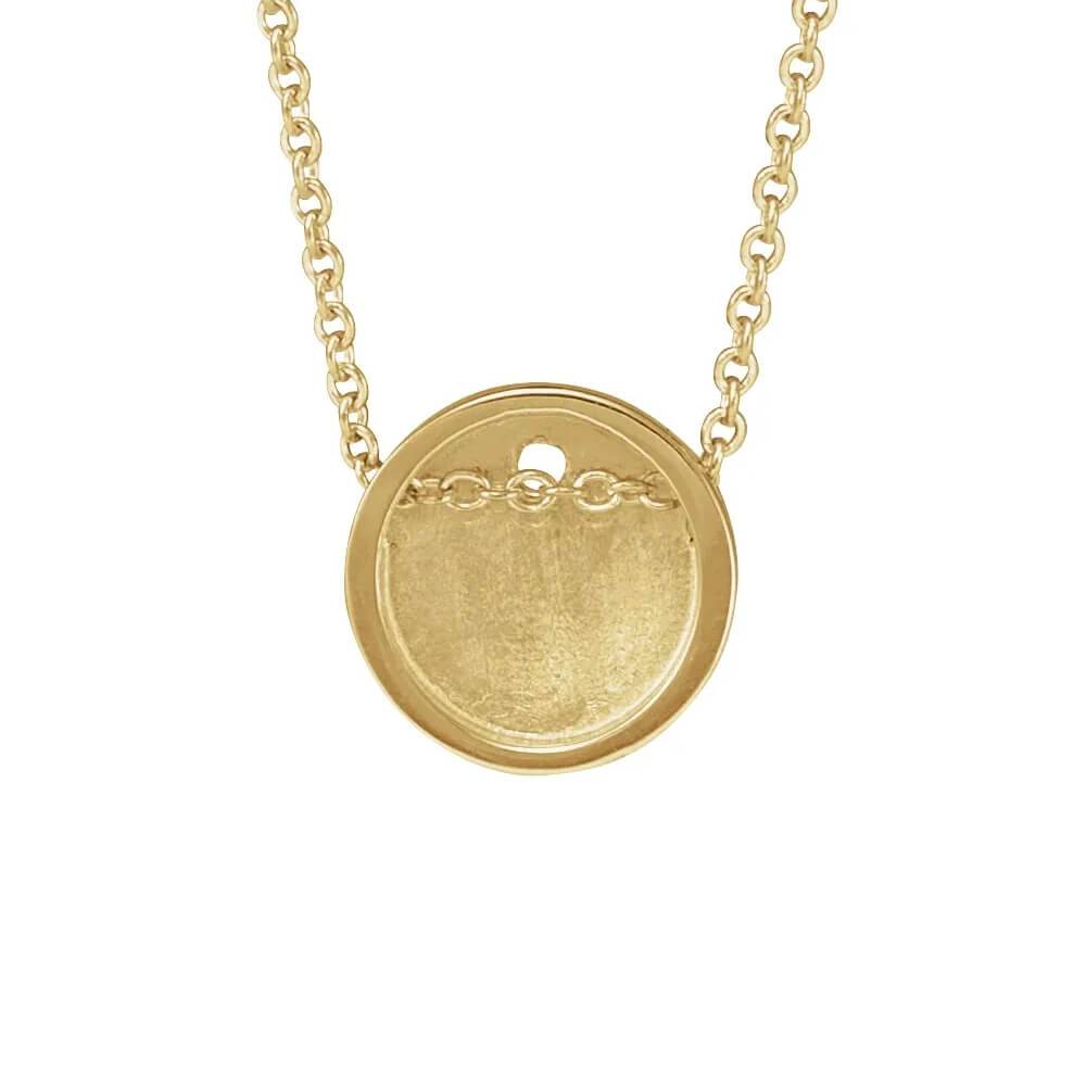 Back view of circle slide necklace with chain
