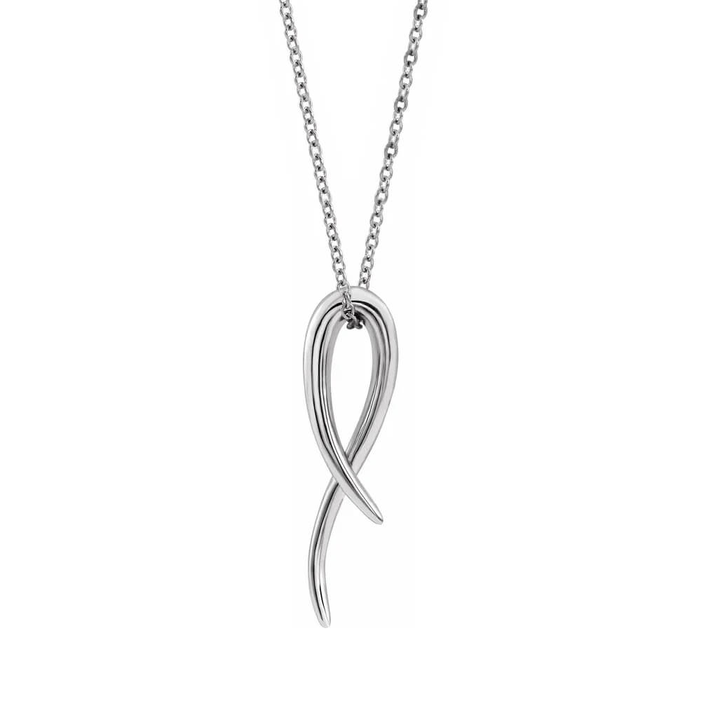 Stylish white gold freeform necklace