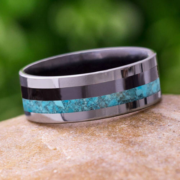 Genuine Turquoise Men's Wedding Band