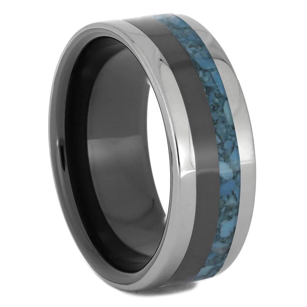 Blue, Black & Silver Men's Wedding Band