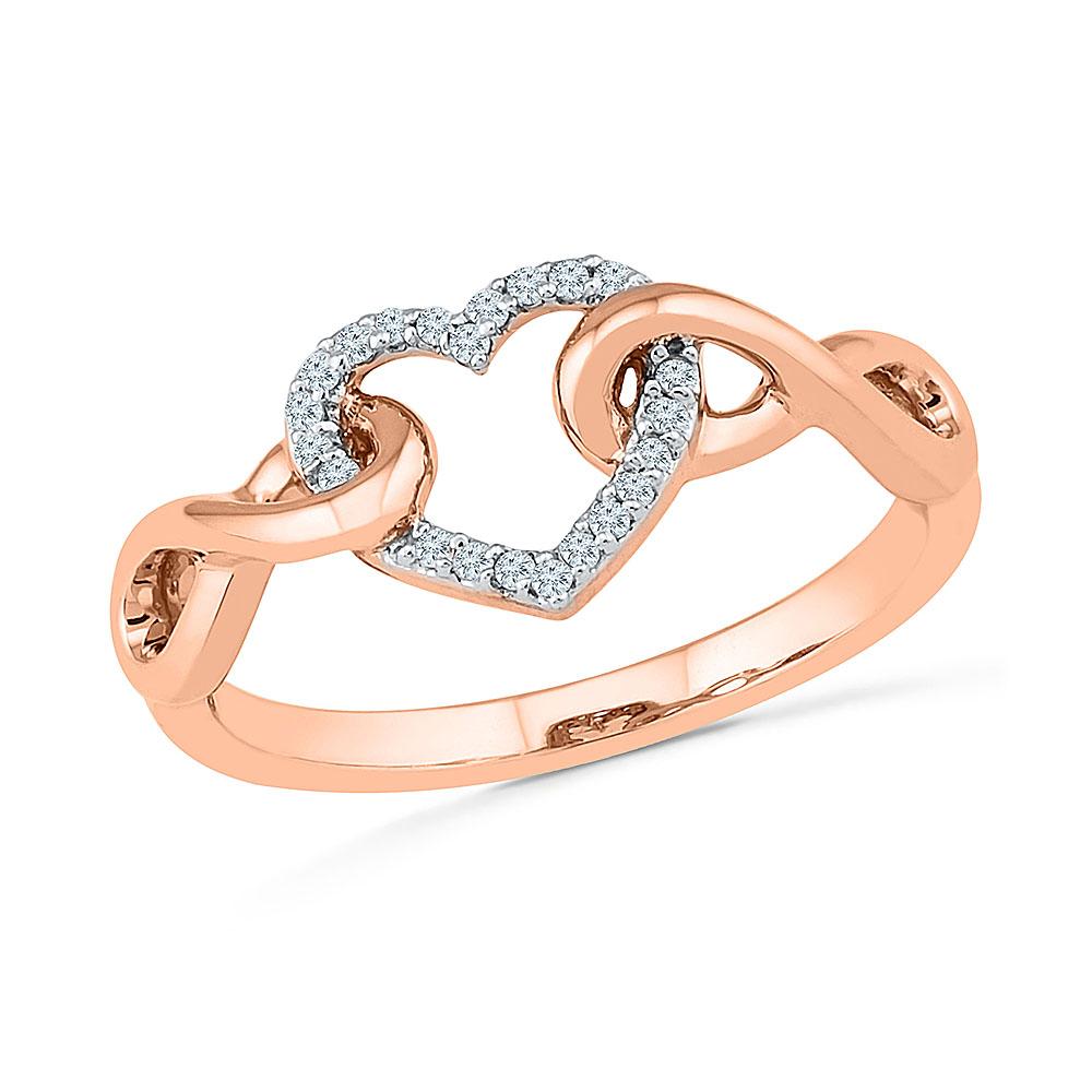 Interlocking Infinity Heart Ring with Diamonds Set in Rose Gold or Silver - Jewelry by Johan