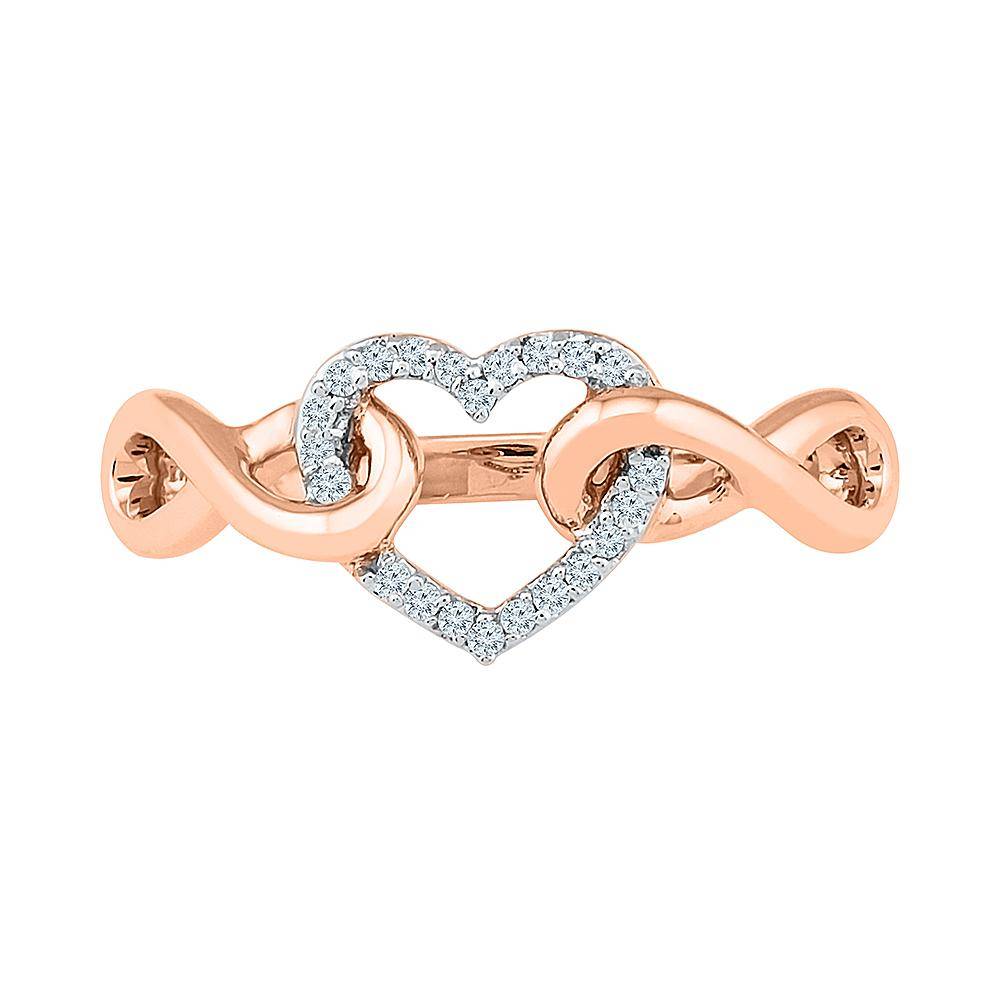 Interlocking Infinity Heart Ring with Diamonds Set in Rose Gold or Silver - Jewelry by Johan