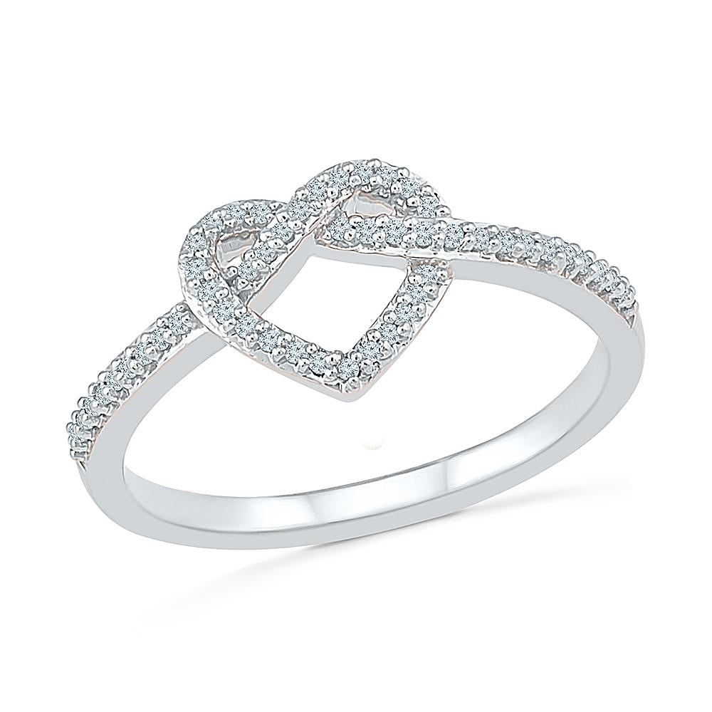 Infinity Knot Statement Ring with Diamond Accented Rose Gold Heart - Jewelry by Johan