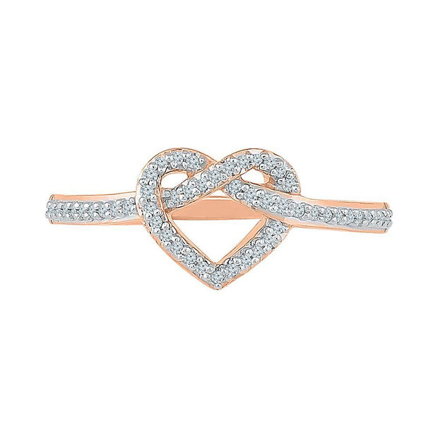 Infinity Knot Statement Ring with Diamond Accented Rose Gold Heart - Jewelry by Johan
