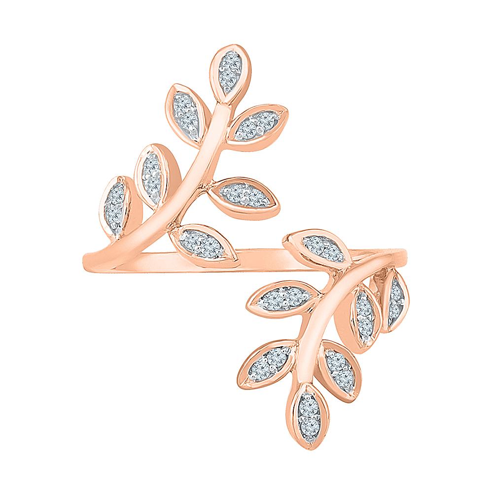 Diamond Vine Wedding Band with Rose Gold Bypass Design - Jewelry by Johan