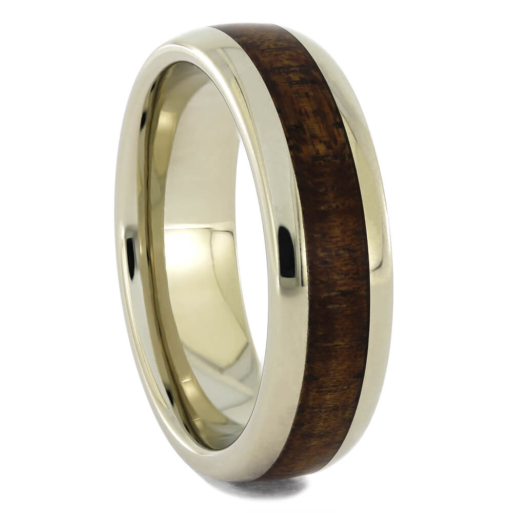 White Gold and Wood Wedding Band