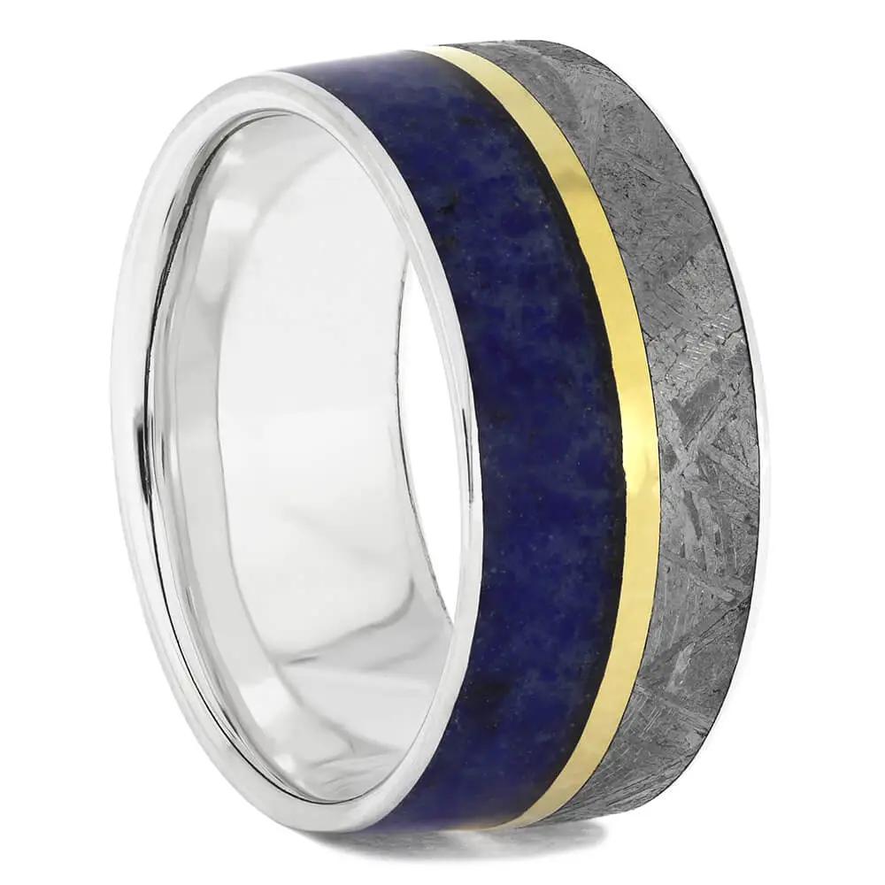 Lapis and Meteorite Ring with Silver Edges