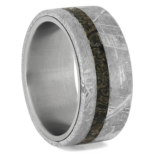Meteorite and Dinosaur Bone Men's Wedding Band