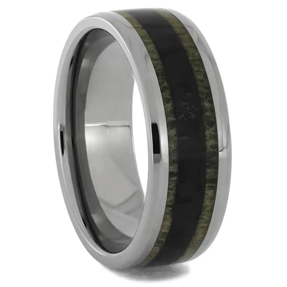 Carbon Fiber Wedding Band in Titanium