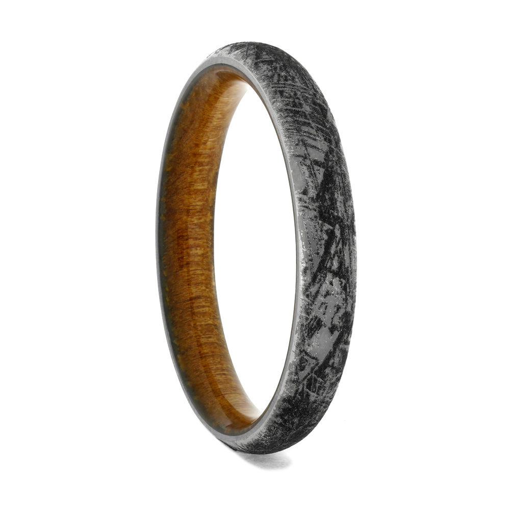 Engraved Titanium Wedding Band With Kauri Wood Sleeve, Size 11.5-RS10396 - Jewelry by Johan