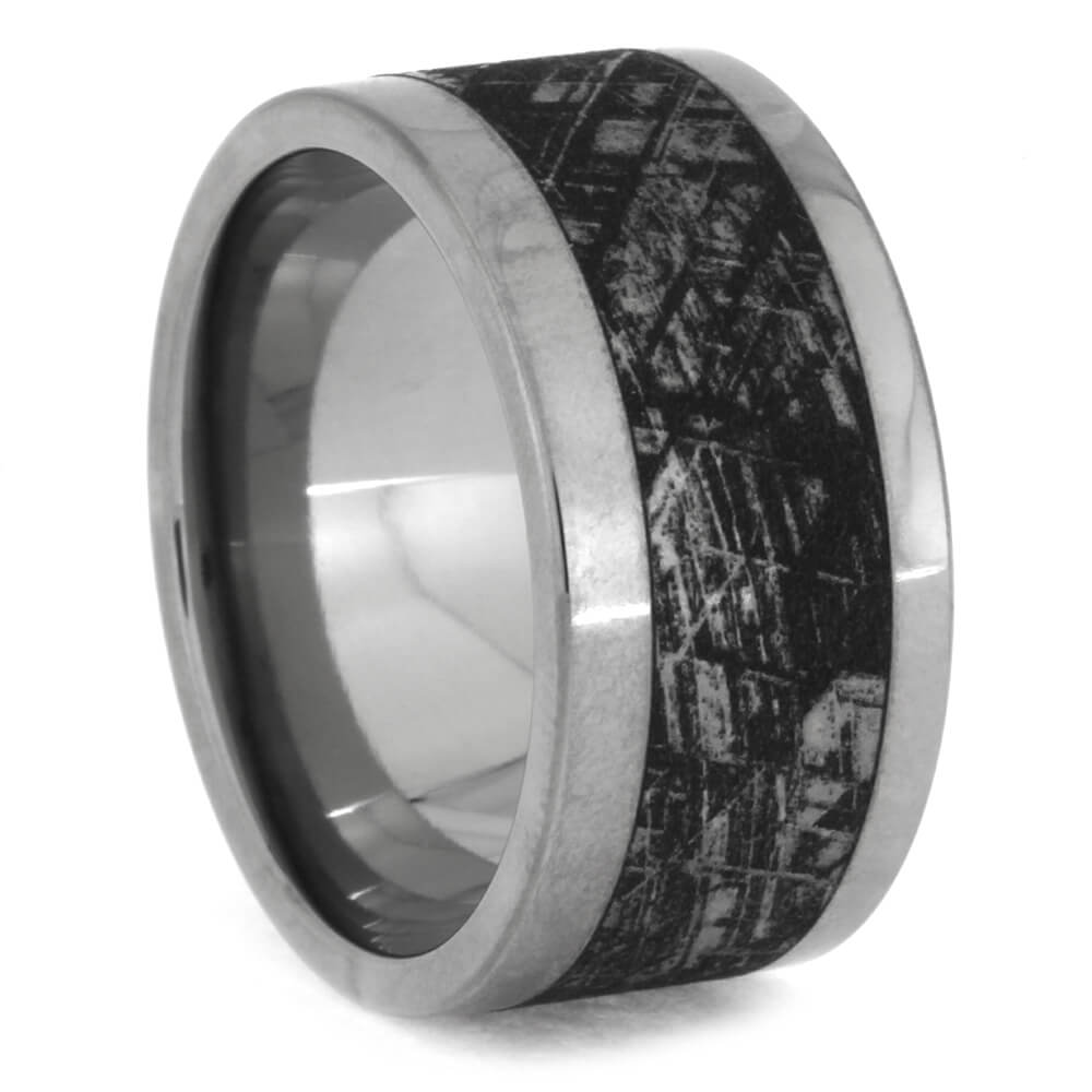 Titanium Ring with Mimetic Meteorite