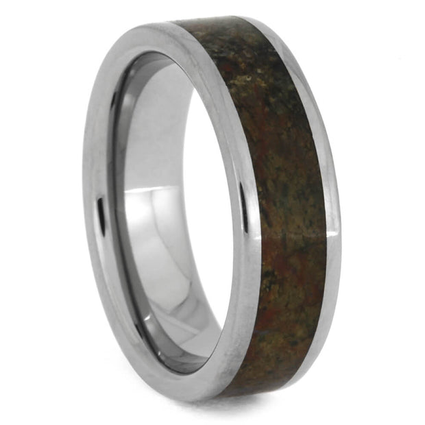 Solid Dinosaur Bone Men's Wedding Band in Titanium Band