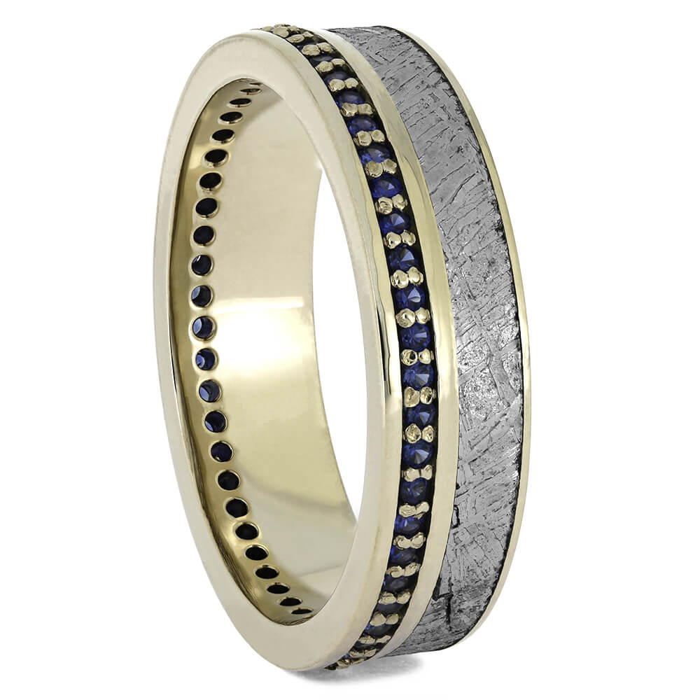 Sapphire Eternity Ring with Meteorite Inlay