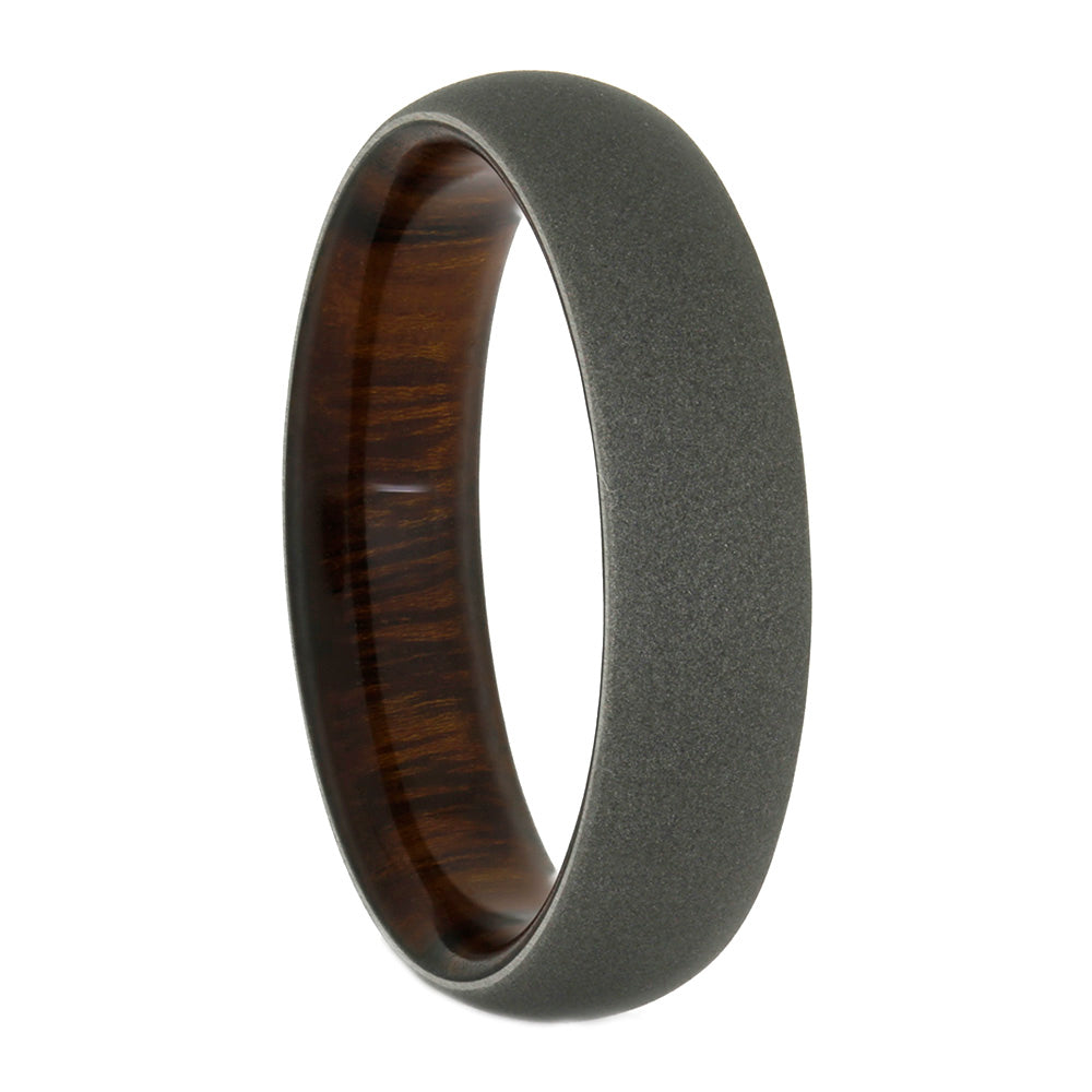 Mens Titanium Ring With Rosewood Sleeve, Size 11.5-RS10534 - Jewelry by Johan