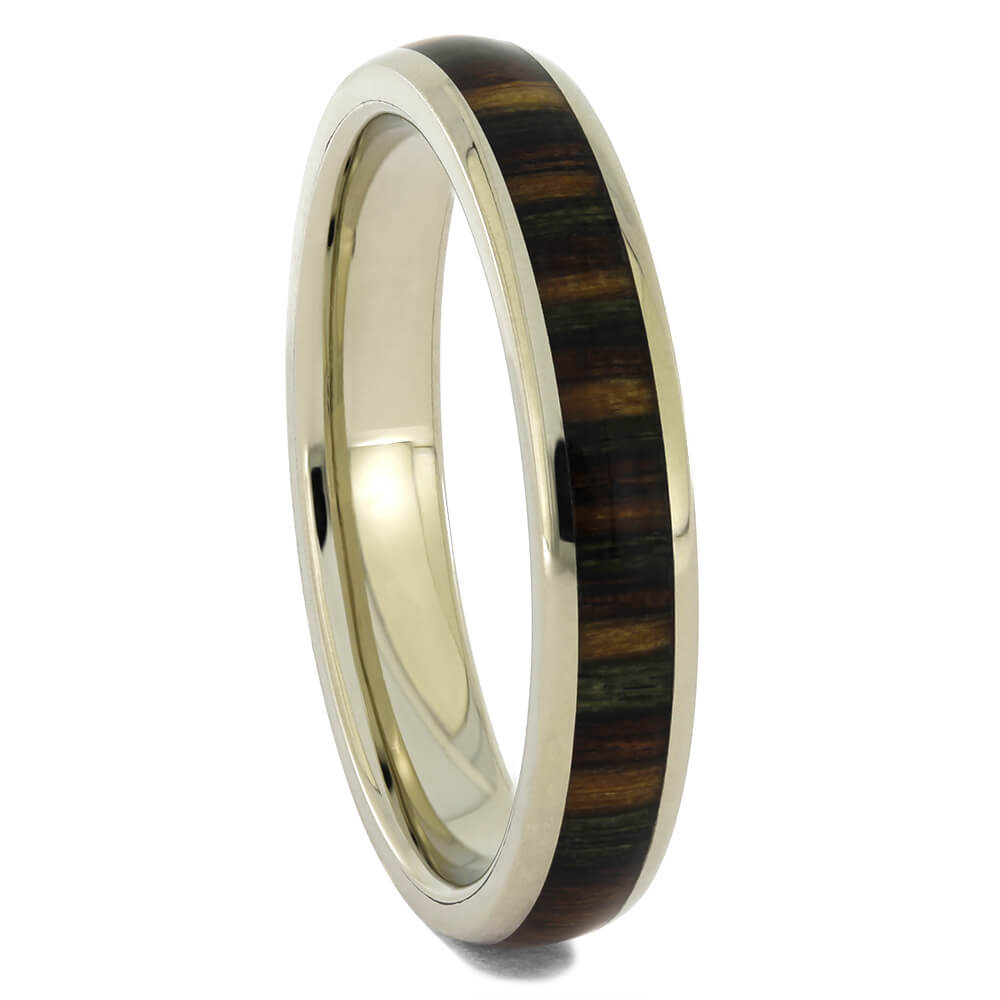 Camo Wood Ring with White Gold
