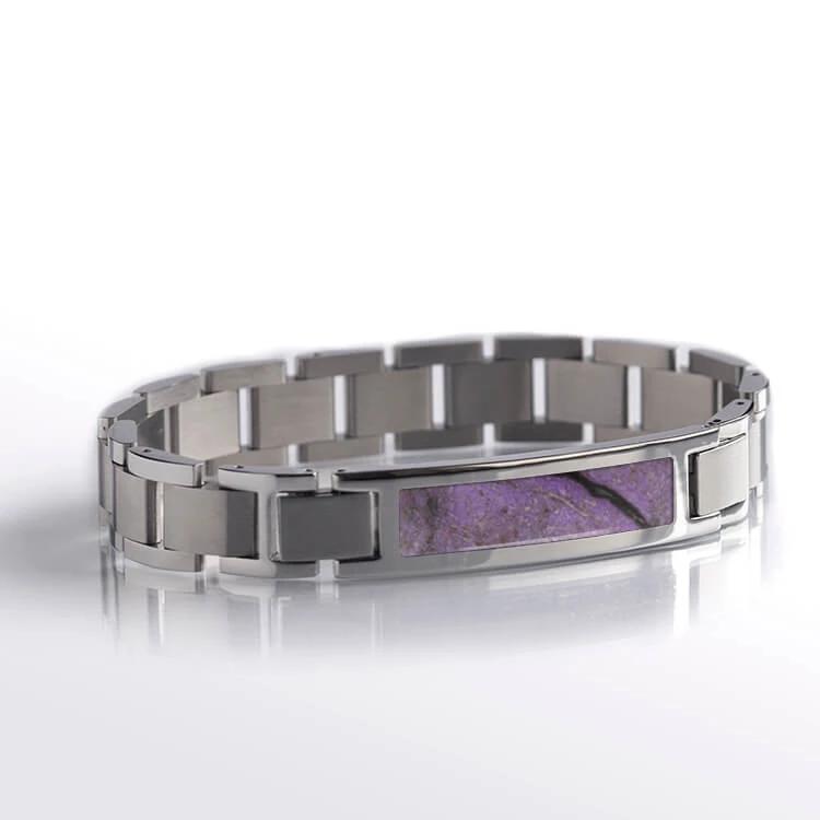Purple Interchangeable Stainless Steel Bracelet with Sugilite Inlay-RS10624 - Jewelry by Johan