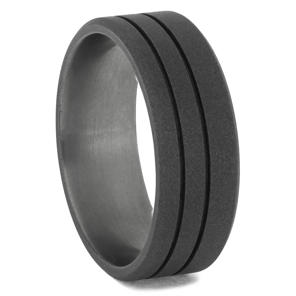 Simple Sandblasted Titanium Ring