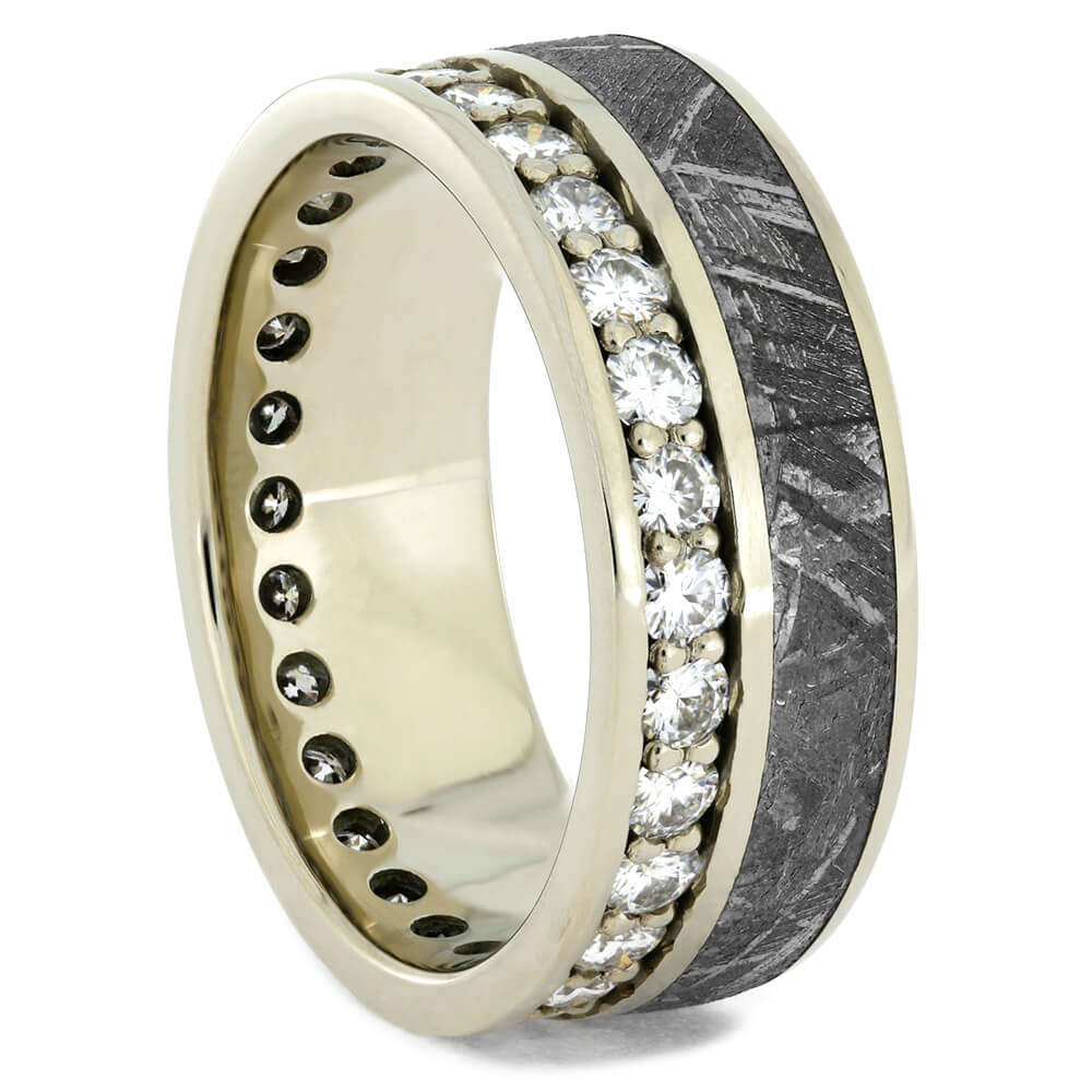 White Gold Moissanite Eternity Ring with Meteorite, Size 11-RS10708 - Jewelry by Johan