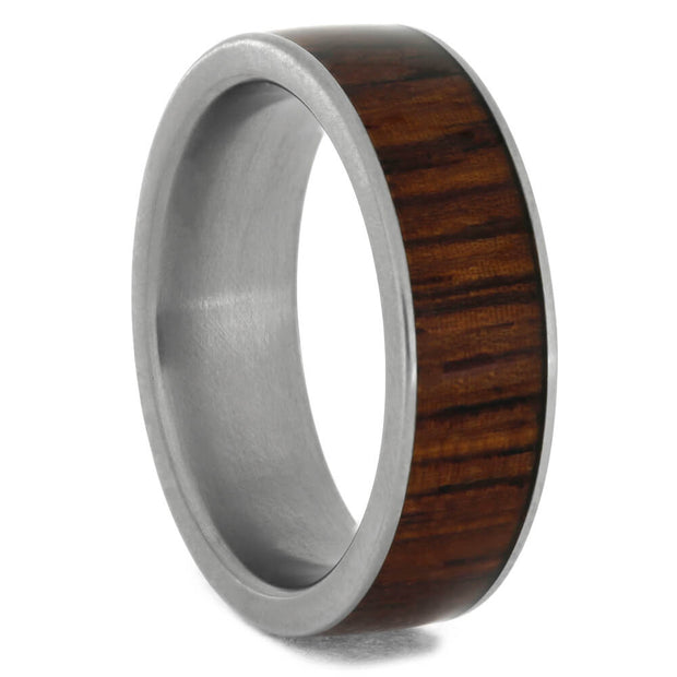 Honduran Rosewood Wedding Band In Matte Titanium