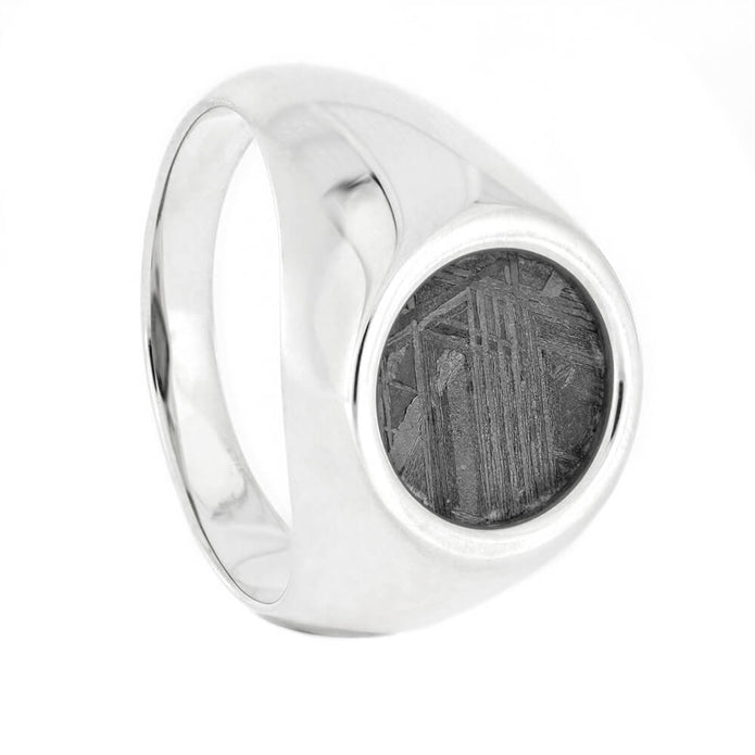 Meteorite Signet Style Ring in Silver