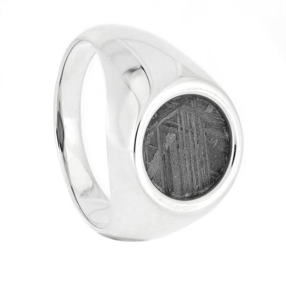 Meteorite Signet Style Ring in Silver