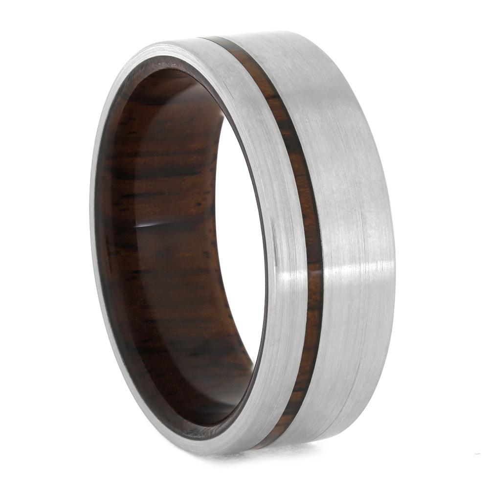 Brushed titanium and Rosewood ring. outlets Engagement ring, wedding ring. Ring for men