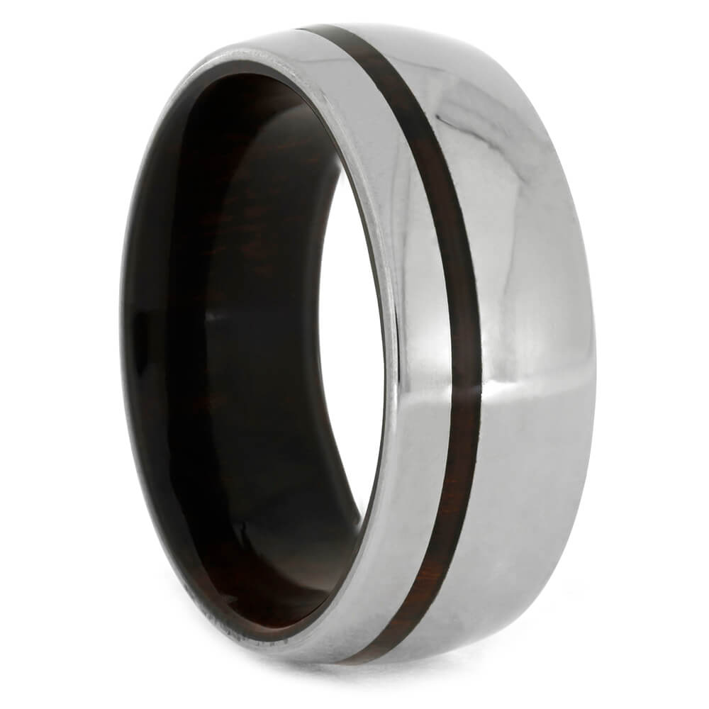 Wood Sleeve Ring With Ironwood And Titanium