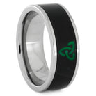 Black Jade Ring In Titanium With Trinity Engraving, Size 9.75-RS10784 - Jewelry by Johan