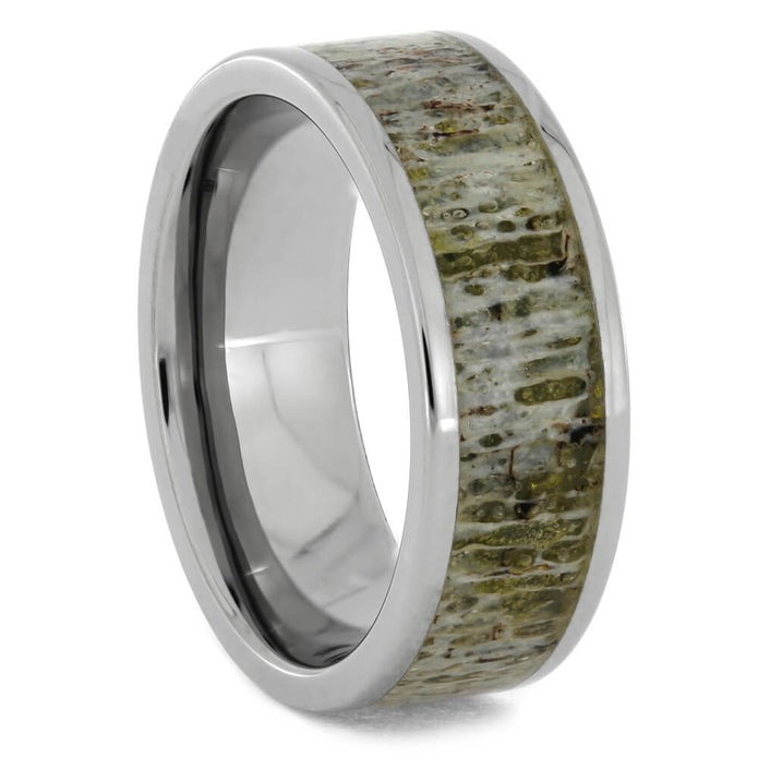 Women's Deer Antler Ring In Polished Titanium