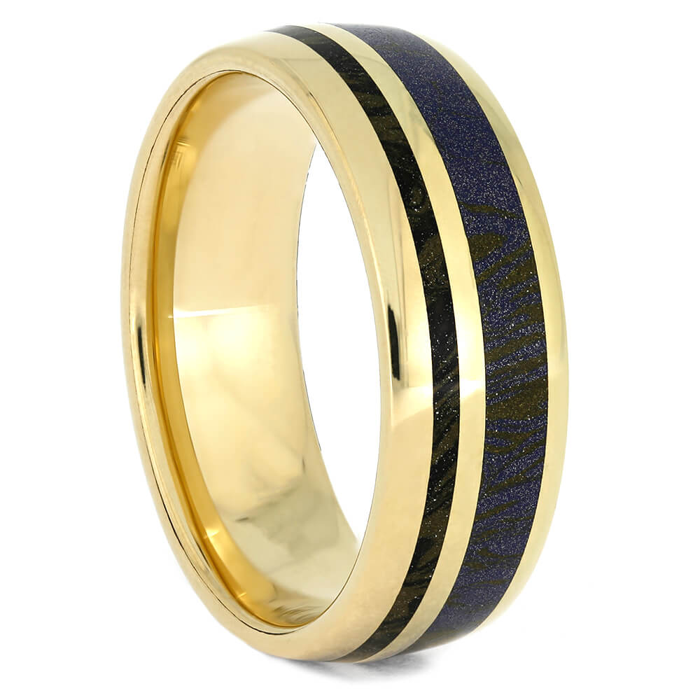 Unique Yellow Gold Men's Wedding Band With Mokume Gane, Size 9-RS10846 - Jewelry by Johan