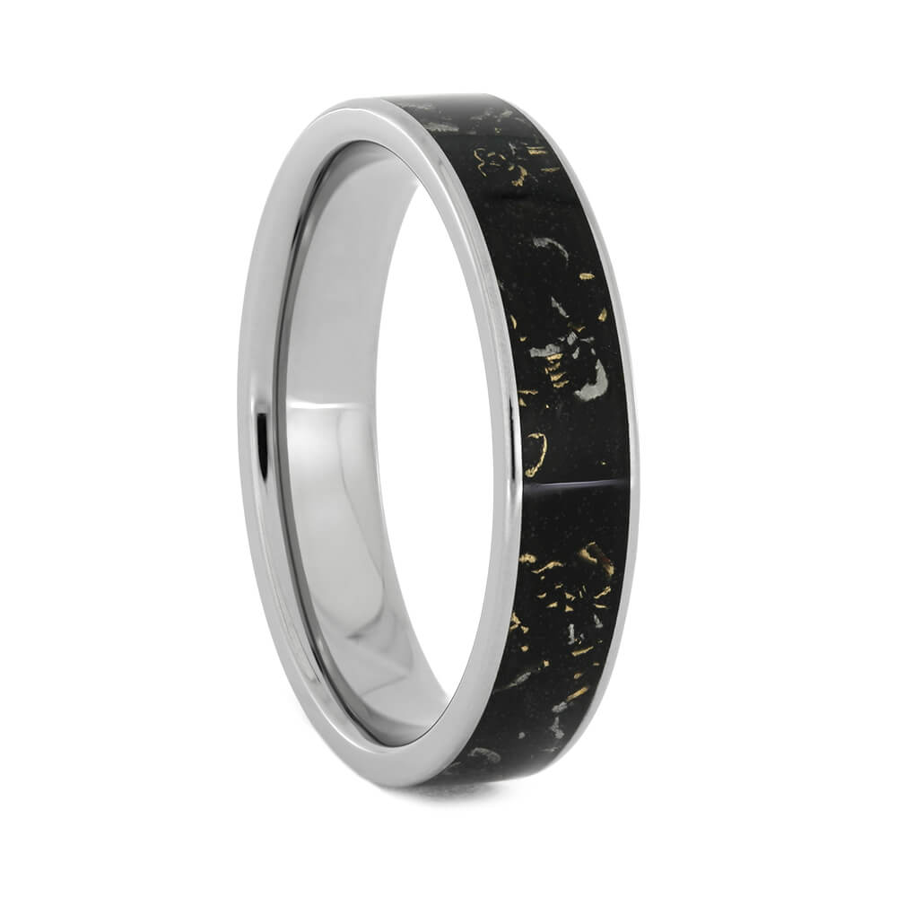 Jet Black Stardust™ Ring With Gold Flakes And Meteorite, Size 10-RS10847 - Jewelry by Johan