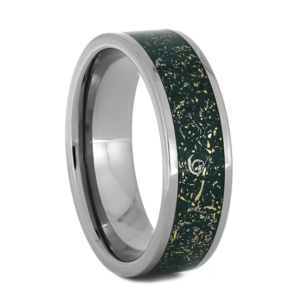 Green Stardust™ Ring With Titanium And Yellow Gold, Size 10-RS10890 - Jewelry by Johan
